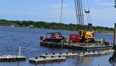 Extended waterfront reef protects Brunswick Town